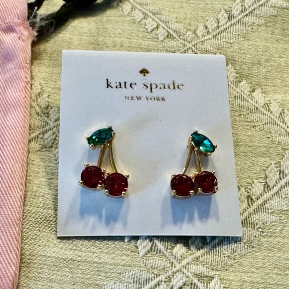 Kate Spade Cherries Crystal Post Earrings, NWT - Picture 2 of 2